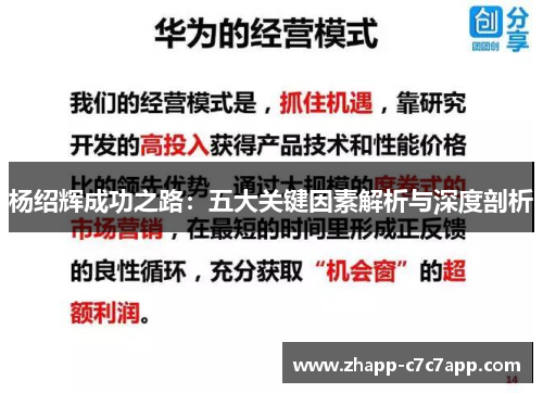 杨绍辉成功之路：五大关键因素解析与深度剖析