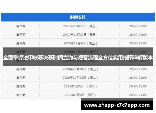 全面掌握法甲联赛决赛时间查询与观看流程全方位实用指南详解版本