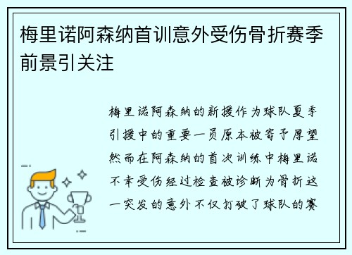 梅里诺阿森纳首训意外受伤骨折赛季前景引关注